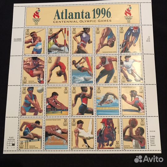 Марки ои в Атланте 1996 год. Полный набор