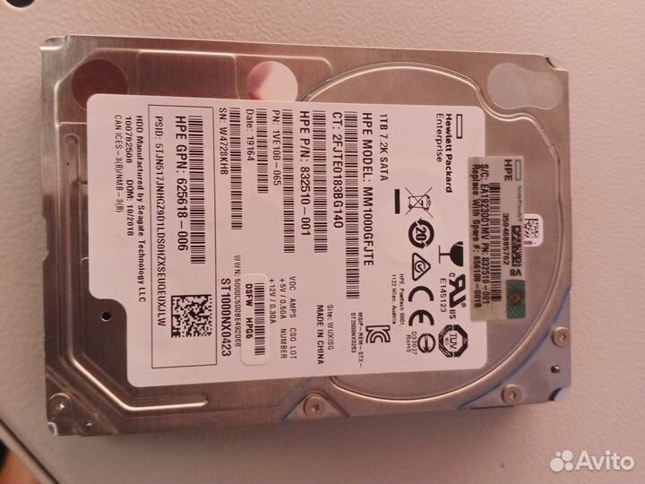 Жёсткий диск hp mm1000gfjte 1Tb