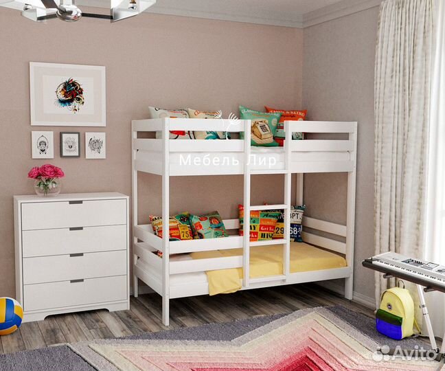Кровать 2-х ярусная из массива березы (180*90)