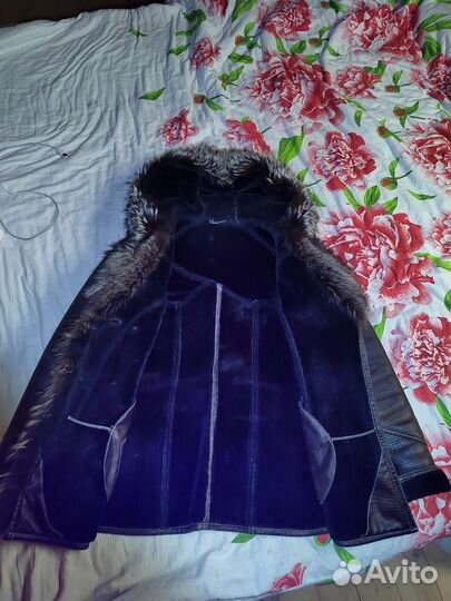 Дубленка натуральная женская 48 50 коричневая