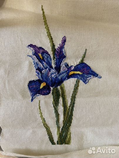 Картина вышитая крестом, остатки, новая