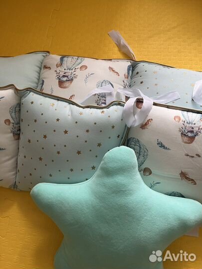 Бортики в кроватку 12 шт новые + кармашек