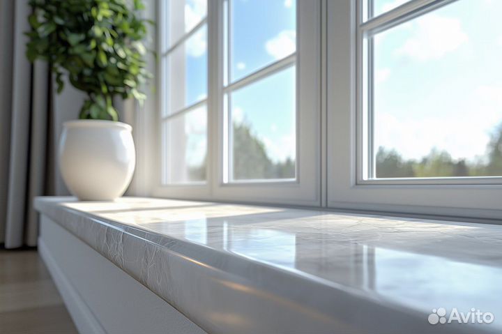 Подоконник из камня с замером, расчёт