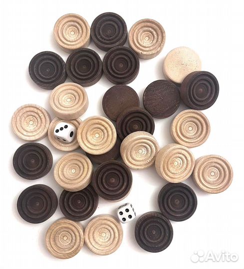 Фишки для нард (диаметр - 3 см) + 2 кубика