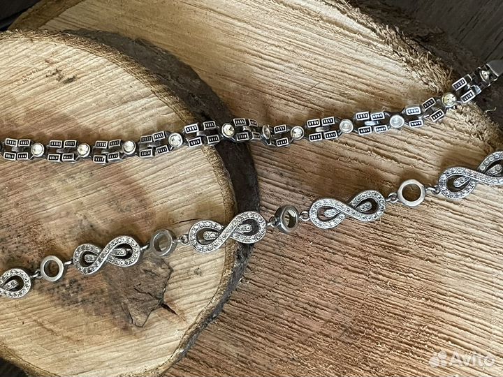 Серебряный браслет с камнями