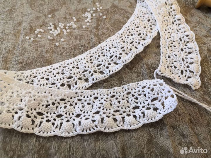 Кружевной воротничек, белый, хлопок