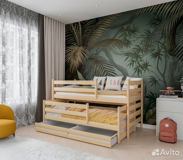 Двухъярусная детская кровать из березы