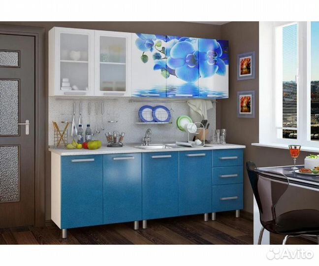 Кухня Люкс с фотопечатью Лазурь 2.0м