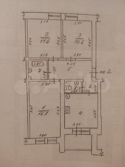 3-к. квартира, 66 м², 1/4 эт.