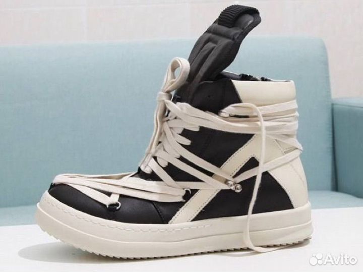 Rick Owens Hexagram Geobasket Черно-белые Кроссовк