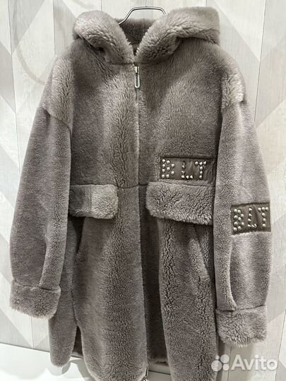 Шуба из эко меха с капюшоном