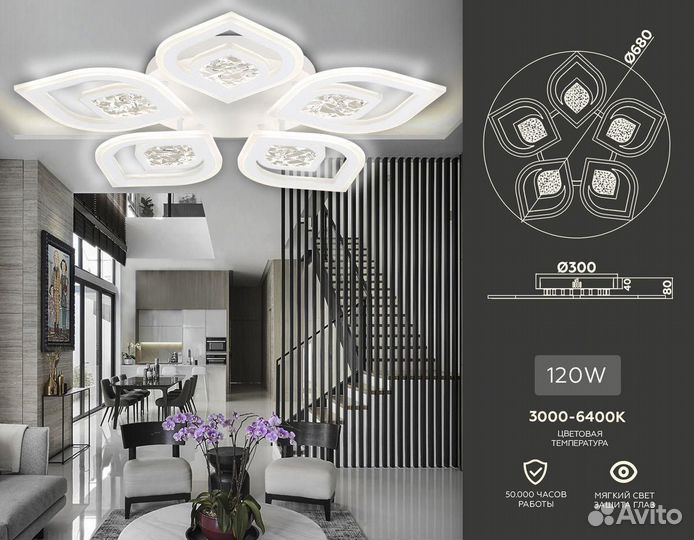 Потолочная светодиодная люстра Ambrella light Acr