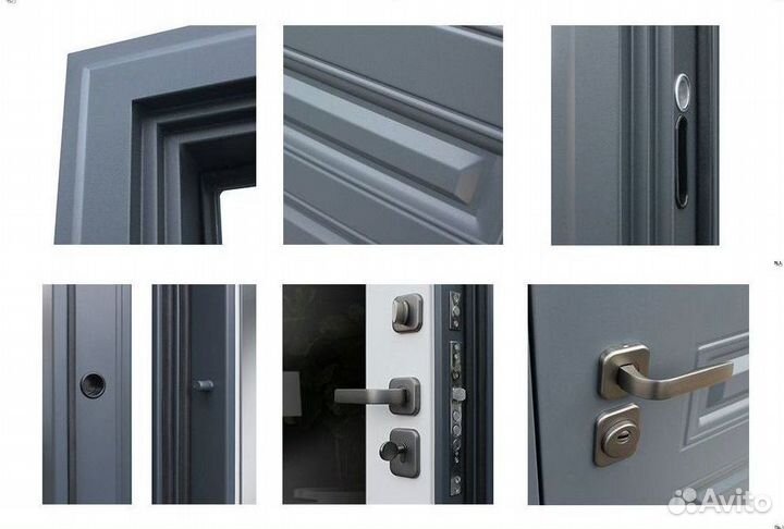 Дверь входная серая металлическая
