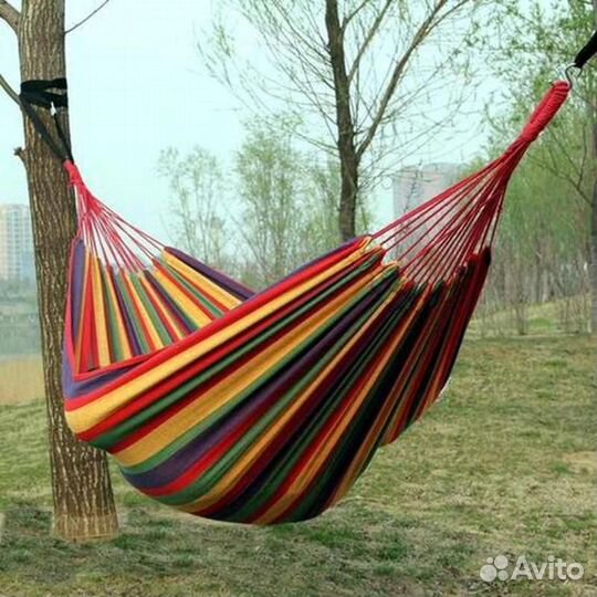 Новый Гамак подвесной для отдыха +2 крючка, 100 см