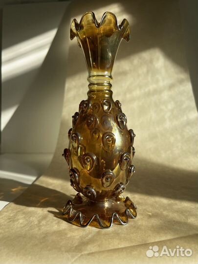 Ваза медовое стекло винтаж