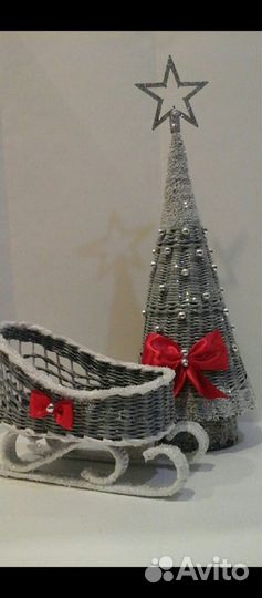 Корзинка, конфетница в виде новогодних саночек