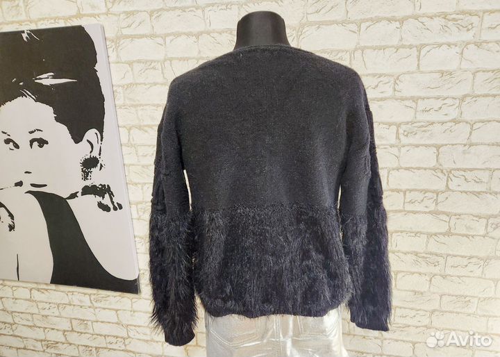 Эффектный кардиган с перьями новый Италия