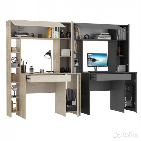 Два стола для домашнего офиса Mobi Комфорт 12.71 цвет кр.серый/ш.камень/антрацит/т-серый