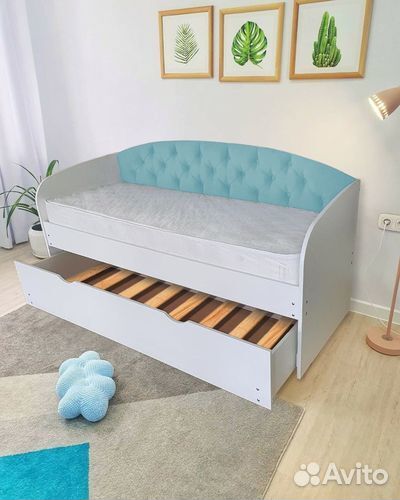 Кровать мягк спинка детская лдсп доп место