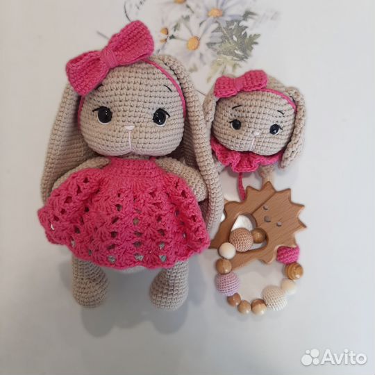 Вязаная зайка/ подарок малышке