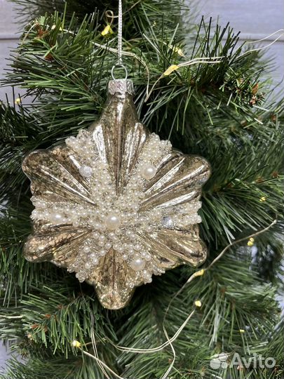 Елочные игрушки, снежинка, винтаж