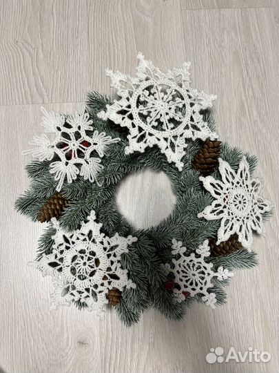 Вязанная снежинка, новогодняя игрушка