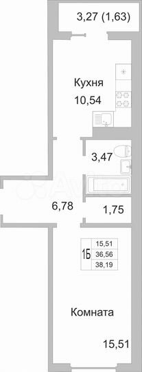 1-к. квартира, 38,2 м², 8/9 эт.