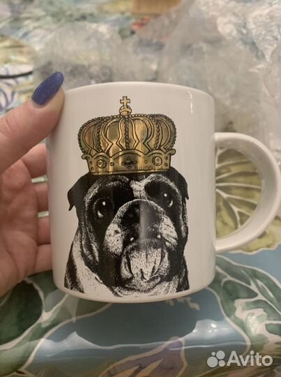 Новая кружка чашка с тарелкой английский бульдог