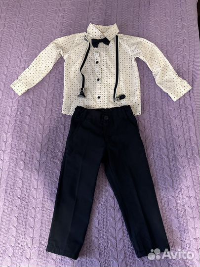 Костюм брюки, рубашка, бабочка