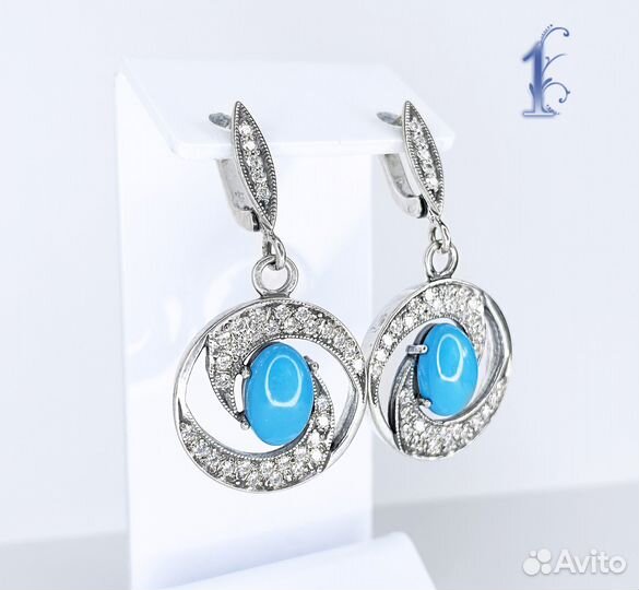 Серебряные серьги с бирюзой