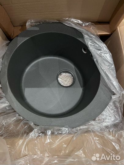 Мойка для кухни, цвет Черный, 51х51х20 см, Кварц