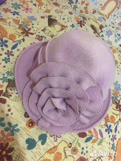 Шляпа шерсть розовая