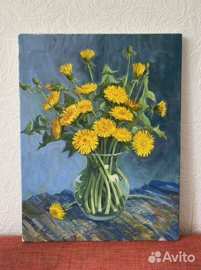Картина маслом одуванчики