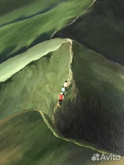 Горный пейзаж, летняя картина маслом