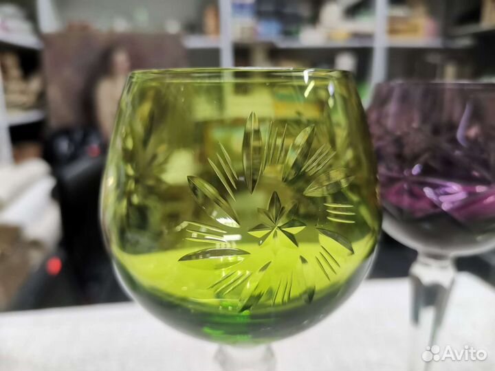 Бокалы фужеры Цветной хрусталь Германия 3 шт (Ч)