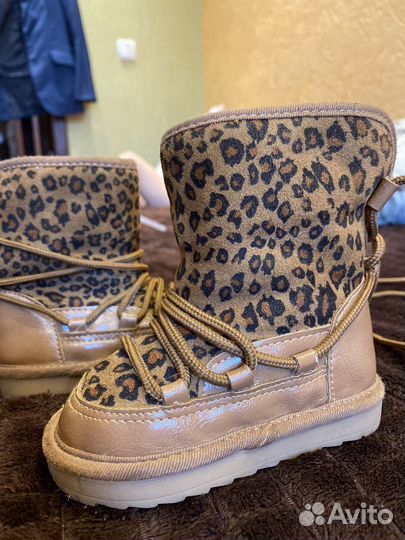 Сапожки угги леопардовые на девочку 20 размер