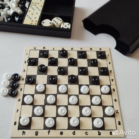 Дорожный набор ссср.Шахматы, шашки,домино