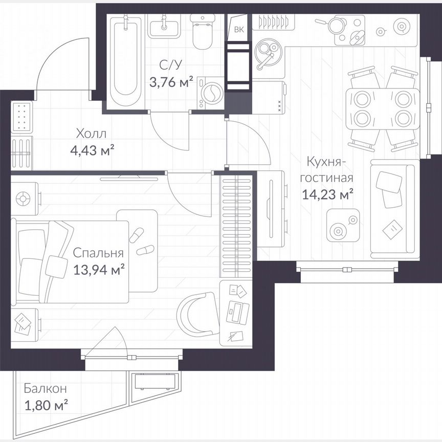 1-к. квартира, 36,9 м², 10/11 эт.