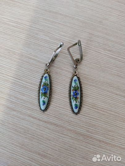 Винтажные украшения финифть,фарфор,натуральные кам