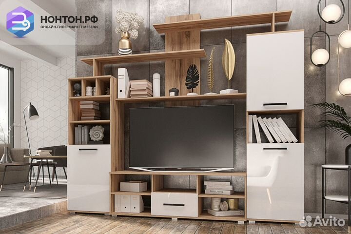 Гостиная Мини-2 белый глянец / дуб крафт
