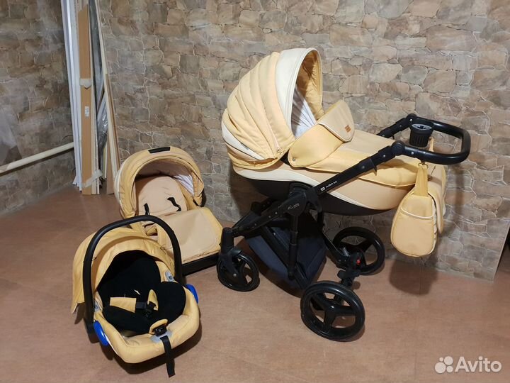 Коляска 3 в 1 Barletta 2.0, цвет: бежевый/оранжевы