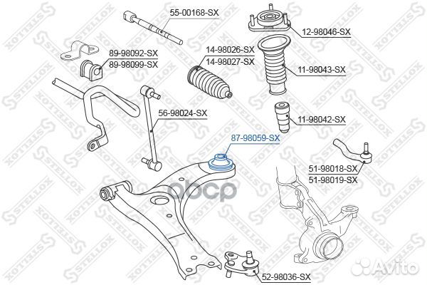 Сайлентблок рычага зад. 87-98059-SX Stellox