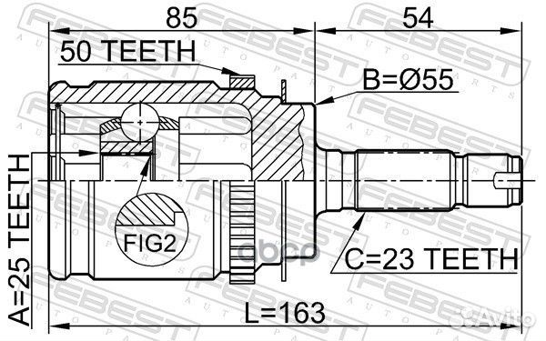 ШРУС наружный задний 25x55x23 (honda accord