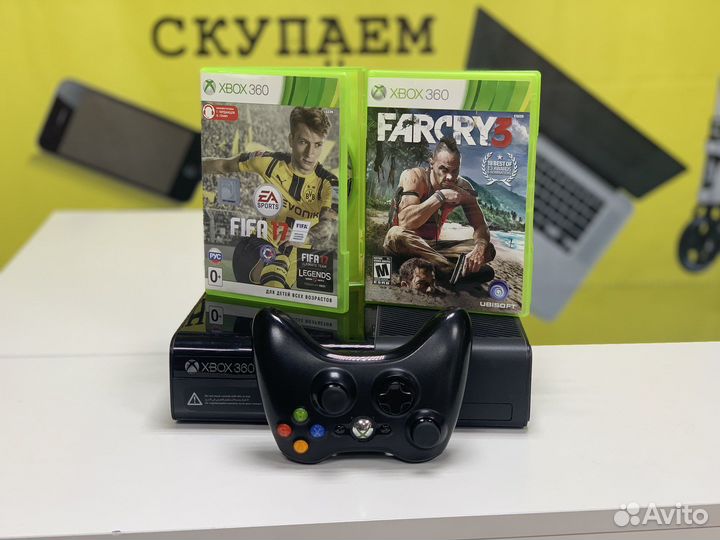 Xbox 360 Е 500 GB/1 геймпад/2 игры/рассрочка