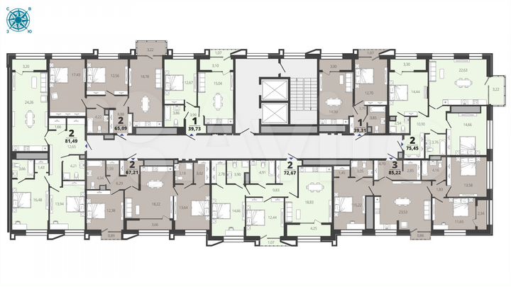 2-к. квартира, 72,7 м², 10/19 эт.