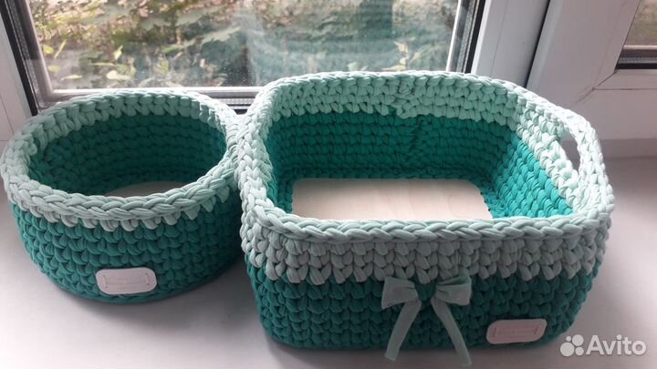 Корзинки из трикотажной пряжи