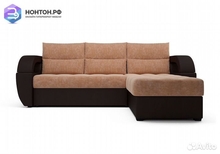 Угловой диван дельфин Мартин микровелюр бежевый