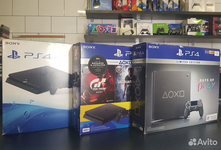 Playstation 4 Slim + игровой диск + гарантия