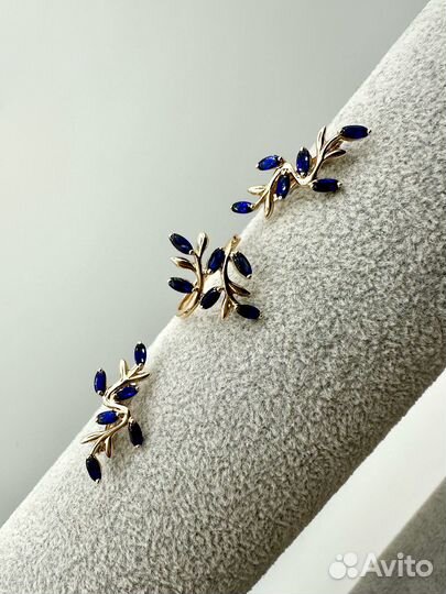 Комплект 585 проба с сапфирами