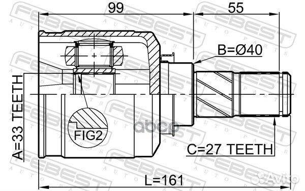 Шрус внутренний 33x40x27 mitsubishi lancer CY,C